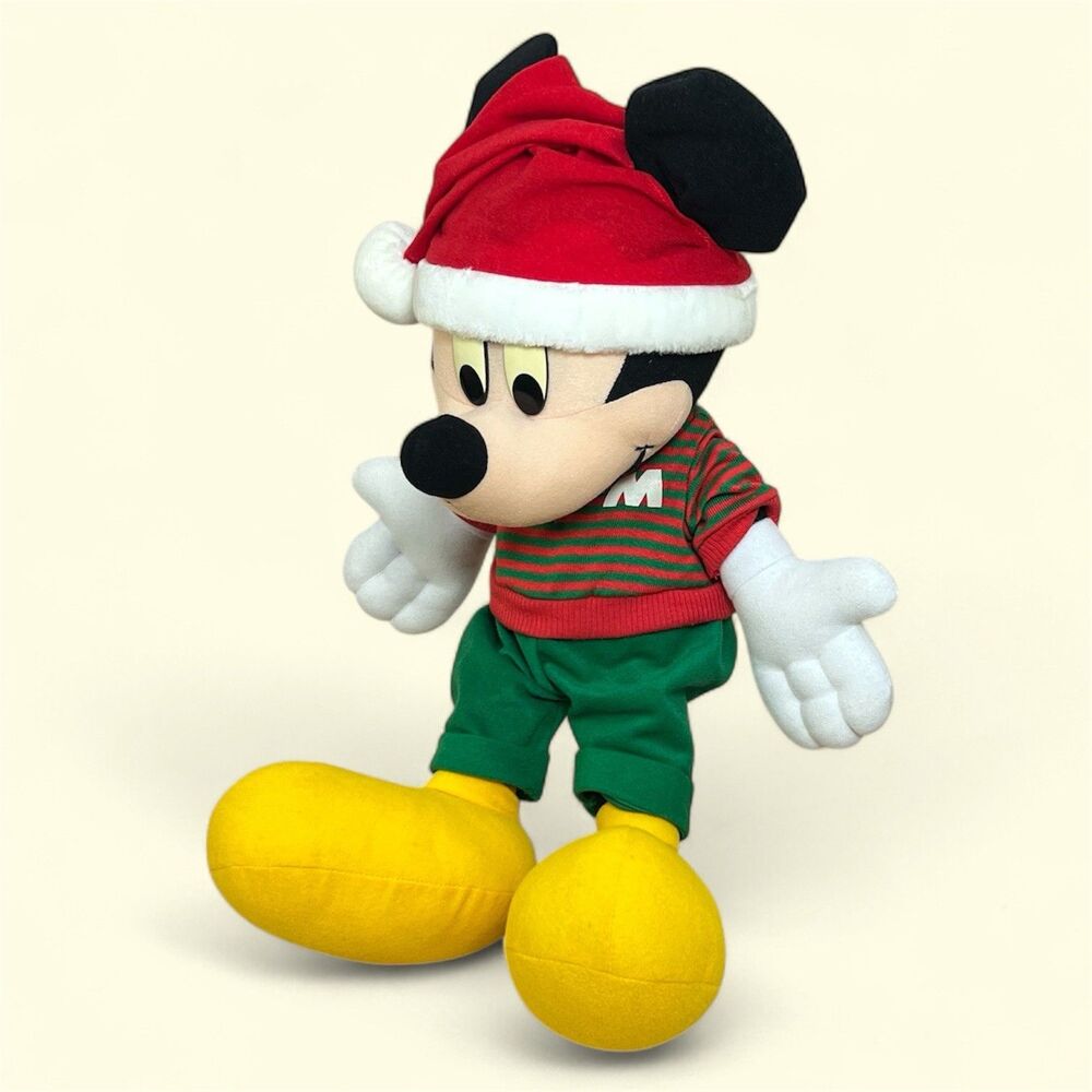VTG Disney Holiday Mickey Mouse Santa Plush 18” Christmas 1990s Mattel Arcotoys
